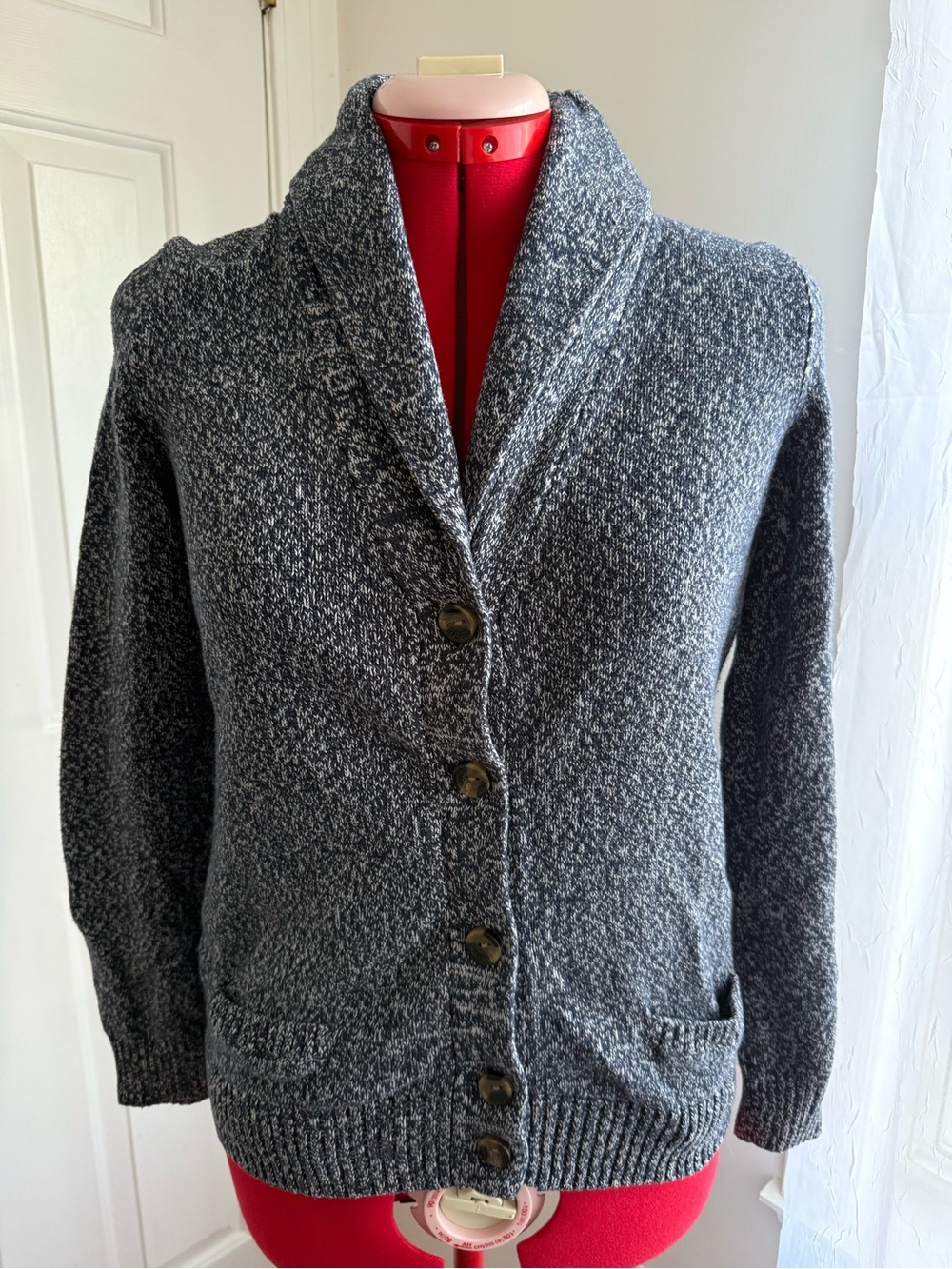 Tommy Hilfiger Gray Shawl Collar Button-Up Cardigan Size Medium